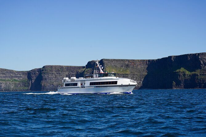 Aran Islands and Cliffs of Moher Day Cruise sailing from Galway City Docks - The return cruise and Cliffs of Moher views: sea-level impact