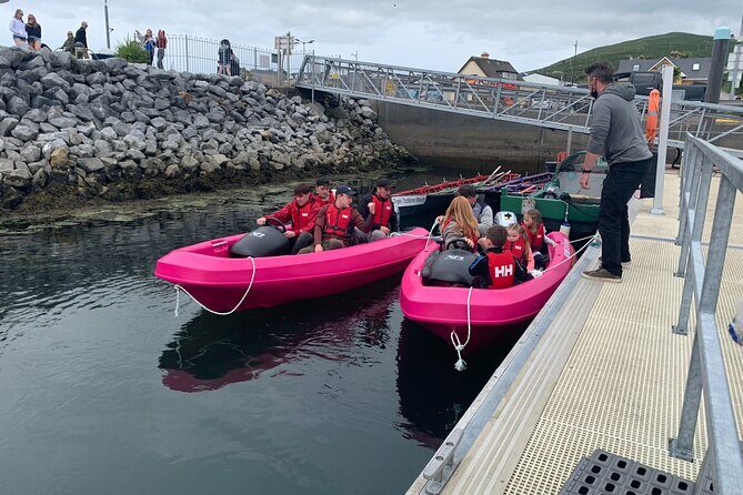 Funky Pink Self Drive Boats - Where You Start: Dingle Boat Tours Marina Setup