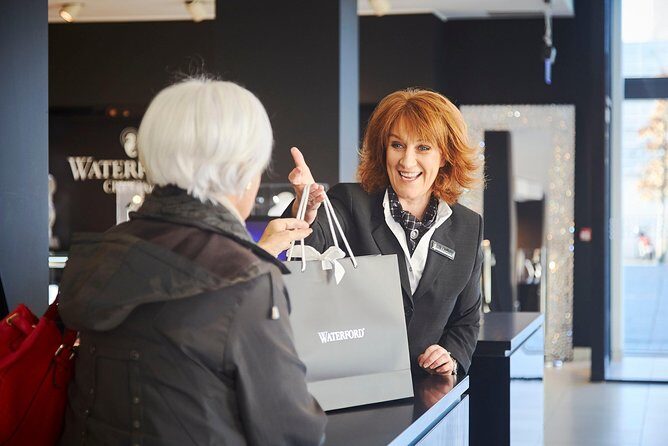 House of Waterford Crystal Guided Factory Tour - Retail time: a huge showroom with sports trophies, chandeliers, and named collections