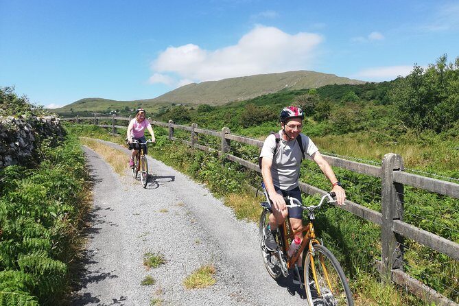 Magical bike tour around Cong - Pedaling toward Lake Corrib and Mount Gable views